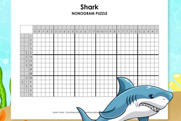 Shark Nonogram Puzzle | Math = Love – Scholarsquare